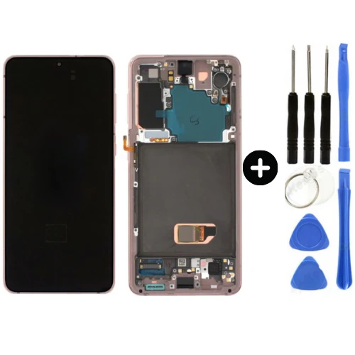 Samsung Galaxy S21 SM-G991 Uyumlu Çıtalı A Kalite Lcd Ekran Dokunmatik Gold + Tamir Seti ürün görseli 1