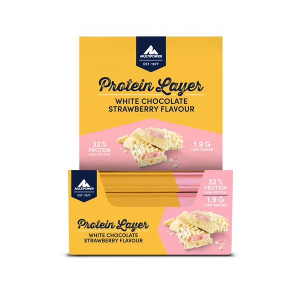 Multipower Protein Layer 50 Gr x18 Beyaz Çikolatalı Çilek Protein Bar ürün görseli 1