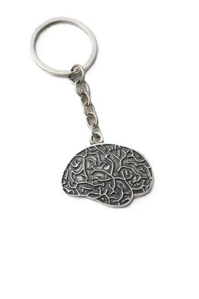 Düşünce Temalı Beyin Figürlü Gümüş Renk Metal Unisex Anahtarlık ürün görseli 1