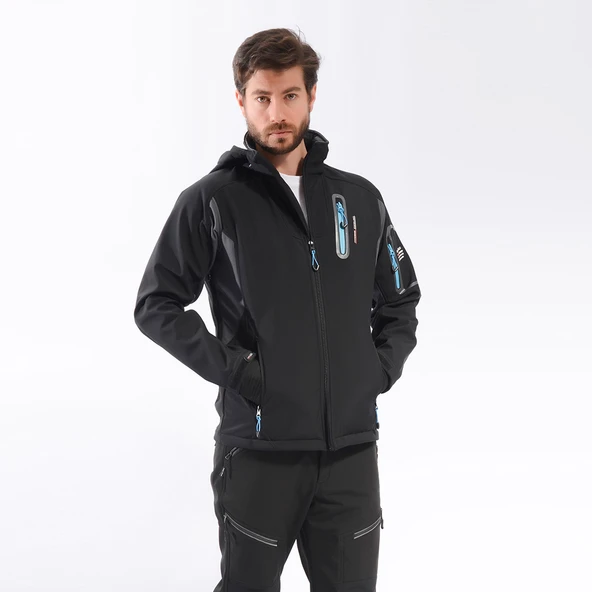 FreeCamp Eagle Softshell Ceket-SİYAH-MAVİ - Resim 5