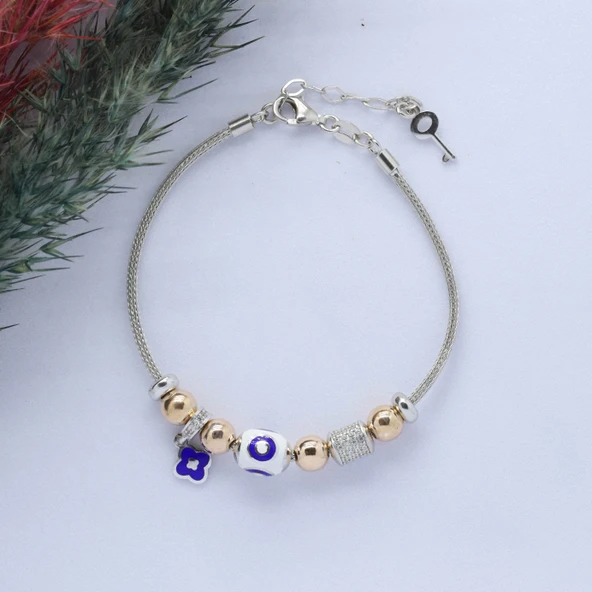 Yonca (Clever) Figürlü 925 Ayar Gümüş Charm Bileklik ürün görseli 1