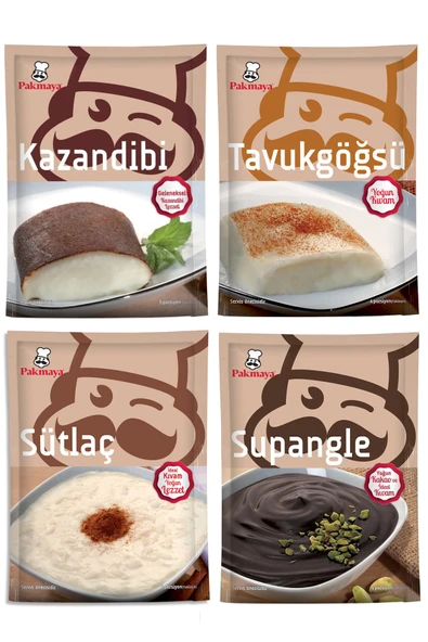 Pakmaya 4'lü Tatlı Seti (Kazandibi, Sütlaç, Supangle, Tavukgöğsü) ürün görseli 1