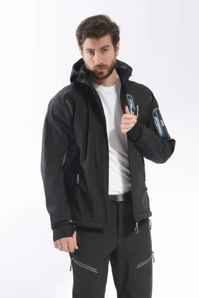 FreeCamp Eagle Softshell Ceket-SİYAH-MAVİ ürün görseli 1