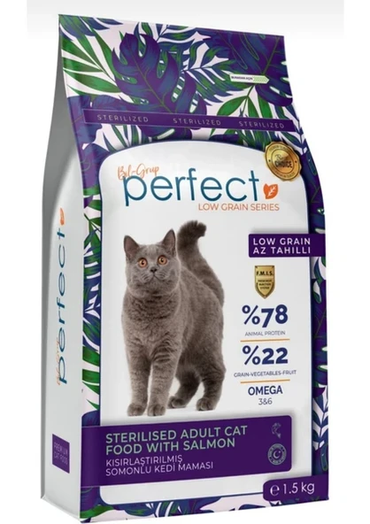 PERFECT 10 Kg Kısırlaştırılmış (34/12) Az Tahıllı Somonlu Kuru Kedi Maması ürün görseli 1
