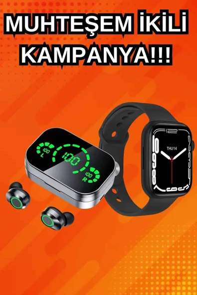 Yeni Nesil Akıllı Saat ve Ucuz Kaliteli Bluetooth Kablosuz Kulaklık Amoled Ekran ürün görseli 1