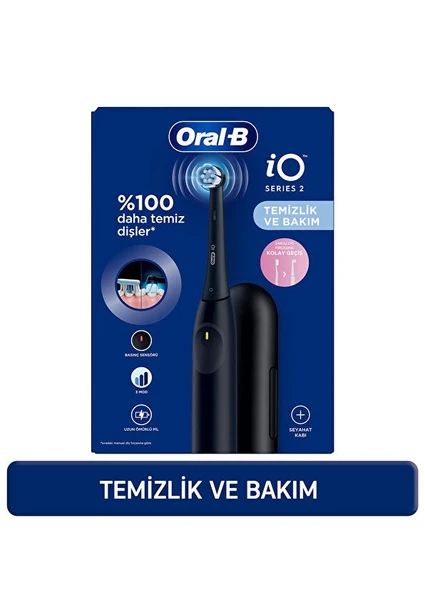 Oral-B iO 2 Şarjlı Siyah Diş Fırçası + Seyahat Kabı ürün görseli 1