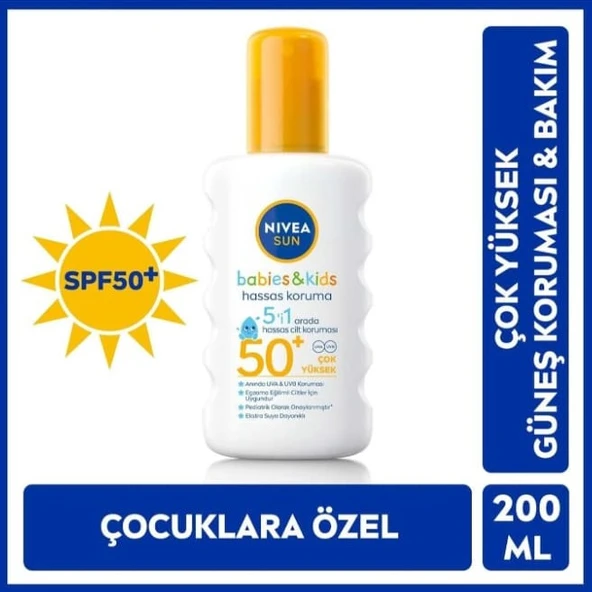 Nivea Sun Bebek SPF50+ Koruma ve Bakım Hassas Cilt Çocuk Güneş Kremi Sprey 200 ML ürün görseli 1