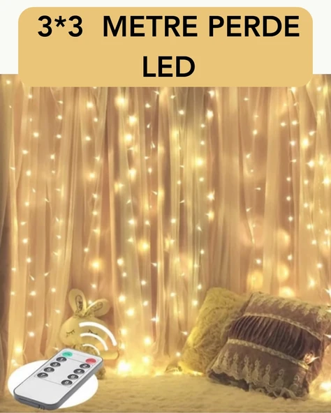 3x3 Metre Perde LED Işık – Parti ve Bahçe Dekorasyonu ürün görseli 1