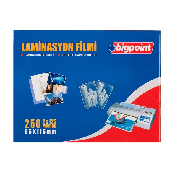 Bigpoint Laminasyon Filmi 85x115mm 125 Mikron 100'lü Kutu ürün görseli 1