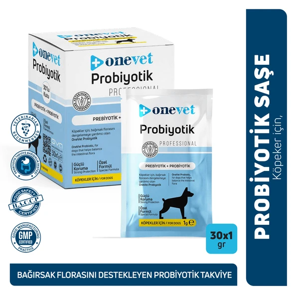 OneVet Probiyotik Köpekler için Sindirim ve Bağışıklık Güçlendirici Saşe 1 Gr 30 Adet ürün görseli 1