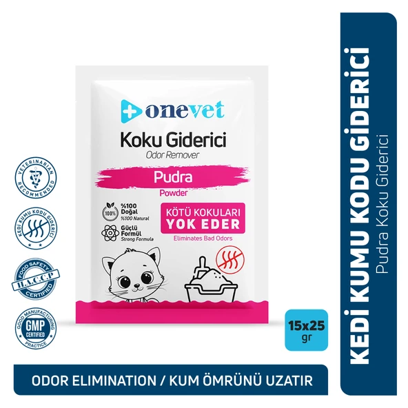 OneVet Kedi Kumu Koku Giderici 15x25 Gr Pudra ürün görseli 1
