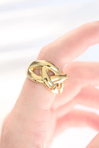 Düğüm Model Gold Renk Yüzük (Ayarlanabilir) ürün görseli 1