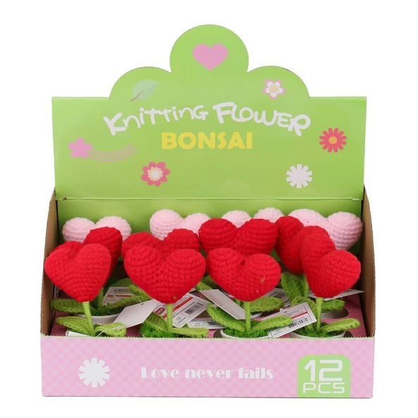 FL-7 12Lİ Kroşe Örgü Saksıda Kalp -Birliktoys ürün görseli 1