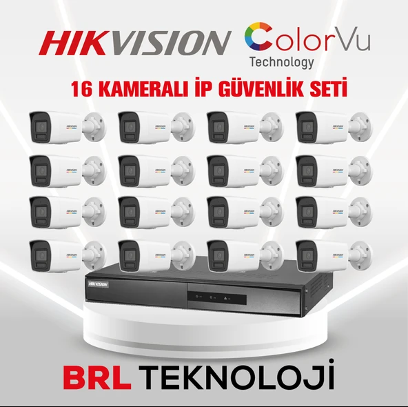 Hikvision 16 Kameralı 2 Mp ColorVu İp Güvenlik Kamera Seti DS-2CD1027G2H-LIUF (Dahili Mikrofonlu) ürün görseli 1
