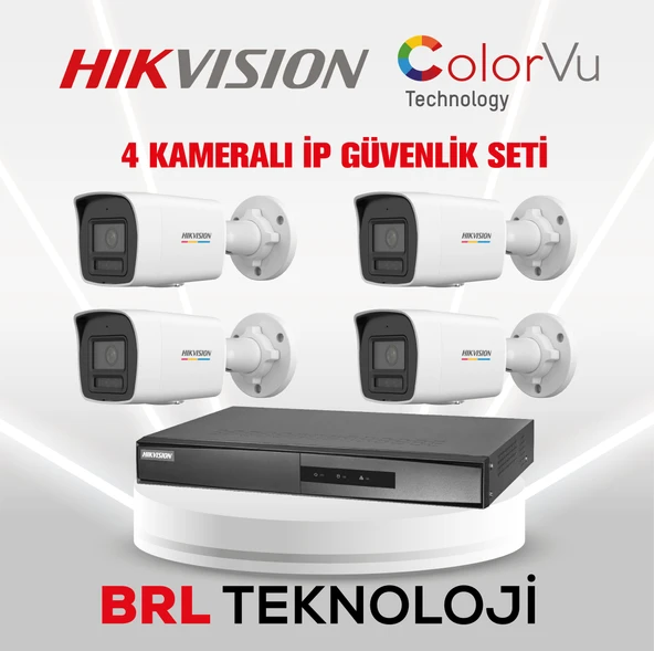 Hikvision 4 Kameralı 2 Mp ColorVu İp Güvenlik Kamera Seti DS-2CD1027G2H-LIUF (Dahili Mikrofonlu) ürün görseli 1