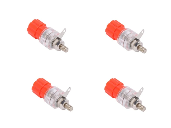Şeffaf 4mm Büyük Boy Banana Born Klemens, 24A, 4 Adet, Kırmızı, IC-240B ürün görseli 1
