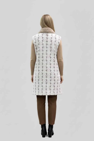 5524 CREAM PELUŞ YELEK - Resim 10