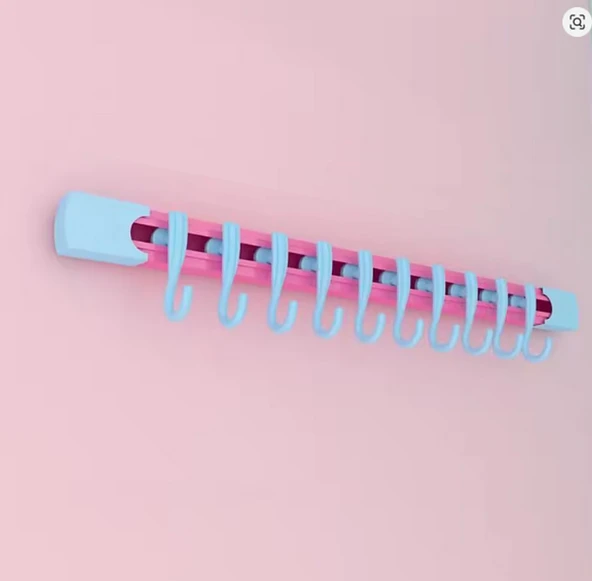 Yapışkanlı Portatif, Mobilya, Duvar, Dolap, Banyo Organizer Askılık, 10 Kancalı, 30 cm, ürün görseli 1