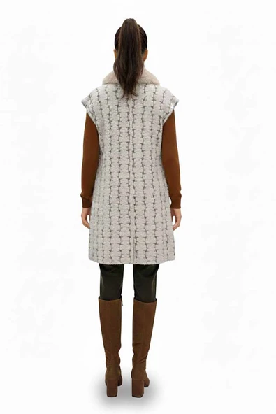 5524 CREAM PELUŞ YELEK - Resim 9