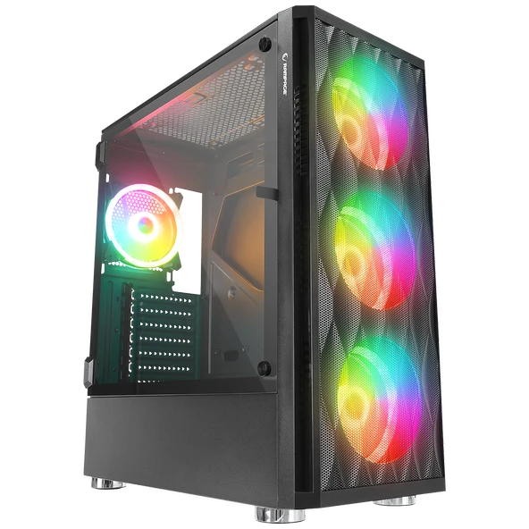 RAMPAGE X-HORSE 850W 80+ 4x12CM ARGB FAN + KONTROLCU MANYETİK TEMPERLI CAMLI MID-T GAMING OYUNCU KASASI RAMPAGE ürün görseli 1