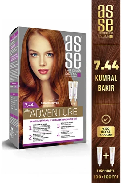 asse Adventure Set Saç Boyası No:7.44 Kumral Bakır ürün görseli 1