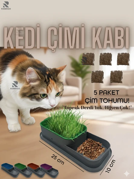 Kedi Çimi Kedi Otu Kedi Çimi Kabı 5 Paket Çim Tohumu Hediye ürün görseli 1