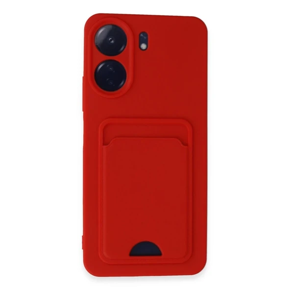 Xiaomi Redmi 13c Kılıf Kelvin Kartvizitli Silikon - Kırmızı ürün görseli 1
