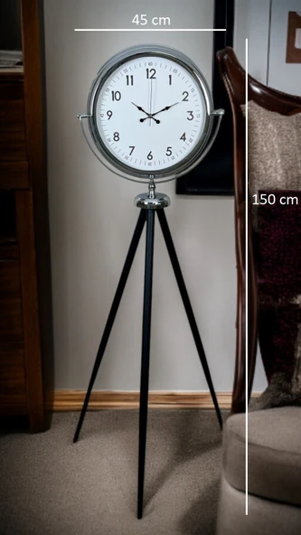Krom Standart Tripod Ayaklı Saat - Resim 5