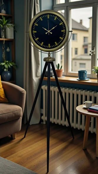 Nostalji Şık Tasarım Tripod Ayaklı Saat ürün görseli 1