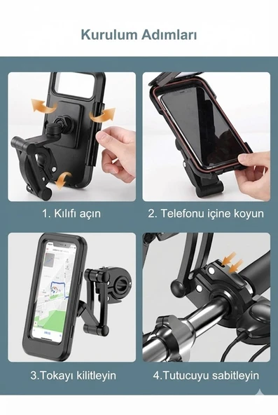 Almira Butik  Motosiklet Bisiklet Su Geçirmez Manyetik Telefon Tutucu Gidon Navigasyon Kılıfı ürün görseli 1