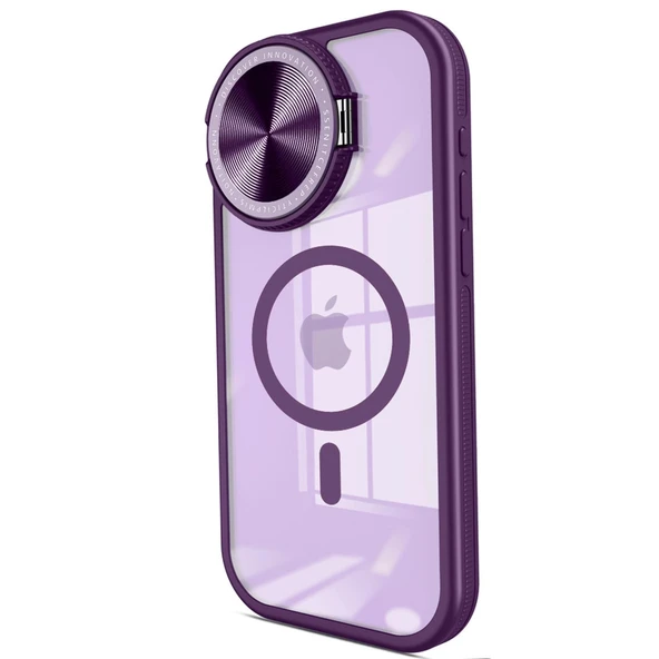 İphone 15 Pro Kılıf Teleskop Lens Magsafe Silikon Kapak - Derin Mor ürün görseli 1