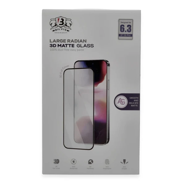İphone 16 Pro Bilvis 3d Mat Cam Ekran Koruyucu ürün görseli 1