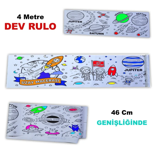 Boyama Kitabı Rulo Dev boy 4 metre Uzay Macerası ürün görseli 1
