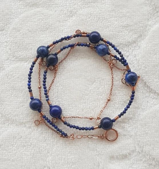 Lapis Taşlı 4 Sıra Gümüş Bileklik ürün görseli 1