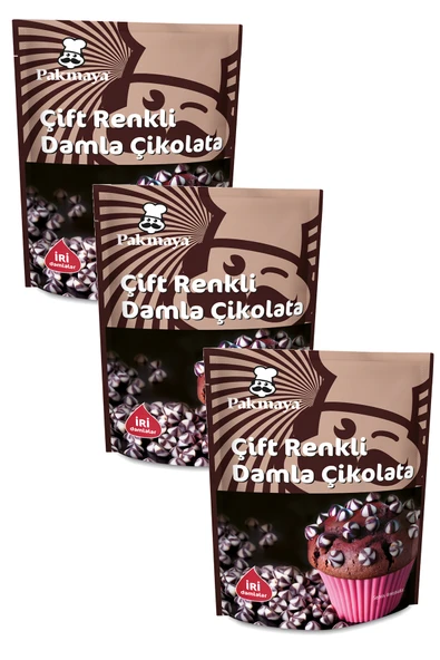 Pakmaya Çift Renkli Damla Çikolata 70 Gr X 3 Adet ürün görseli 1