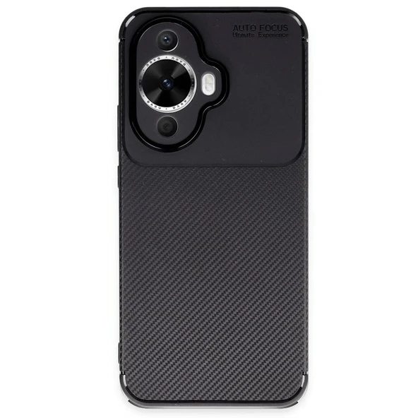 Huawei Nova 12s Kılıf Auto Focus Karbon Kapak - Siyah ürün görseli 1