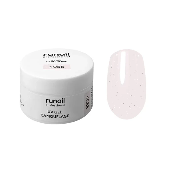 Runail Professional Protez Tırnak Jeli UV Builder Gel Silver Porcelain Simli Açık Pembe 15Gr. 4058 ürün görseli 1