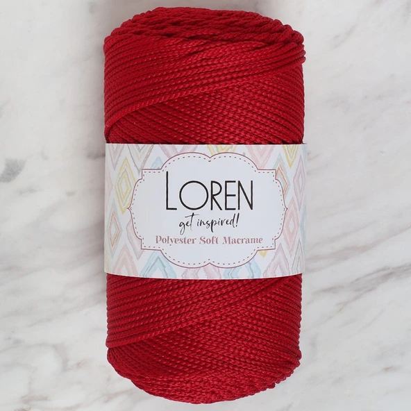 Loren Polyester Soft Macrame Koyu Kırmızı El Örgü İpi - LM020 - 34433 ürün görseli 1