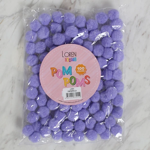 LOREN CRAFTS 2 CM 100 ADET LİLA PONPON ürün görseli 1