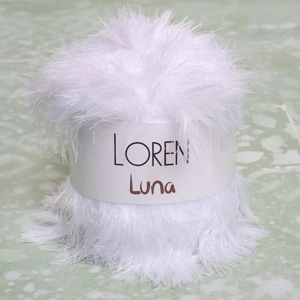 Loren Luna Tavşan Tüyü Beyaz El Örgü İpi - R001 - 34006 ürün görseli 1