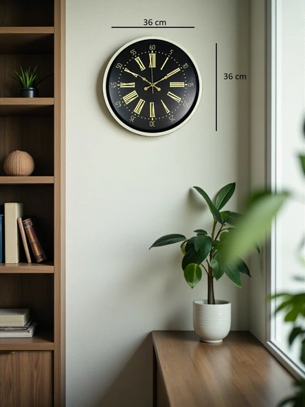 36 Cm Krem Dekoratif Duvar Saati - Resim 5