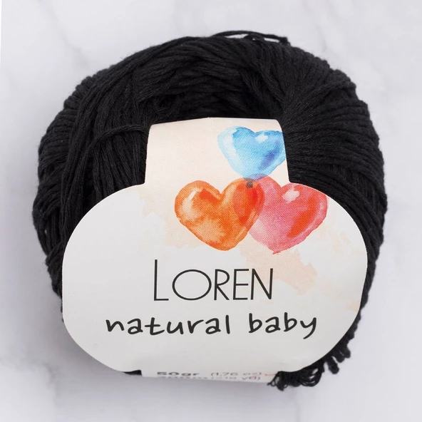 Loren Natural Baby Siyah El Örgü İpi - R004 - 33697 ürün görseli 1