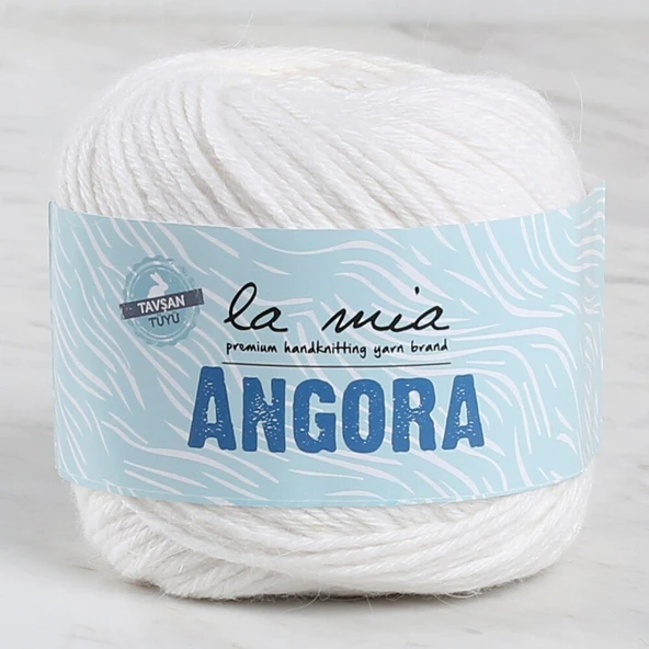 La Mia Angora 50gr Beyaz El Örgü İpi - L001 - 33804 ürün görseli 1