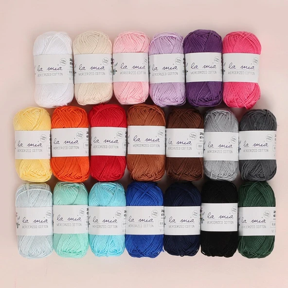 La Mia Mini Mercerized Cotton 20li Paket Renkli El Örgü İpi - 33825 ürün görseli 1