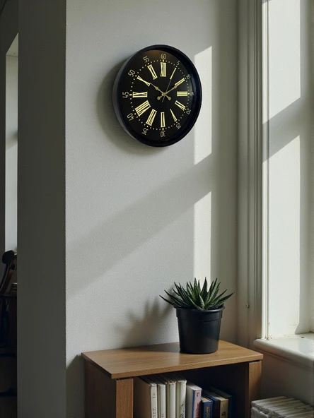 36 Cm Siyah Modern Duvar Saati - Resim 3