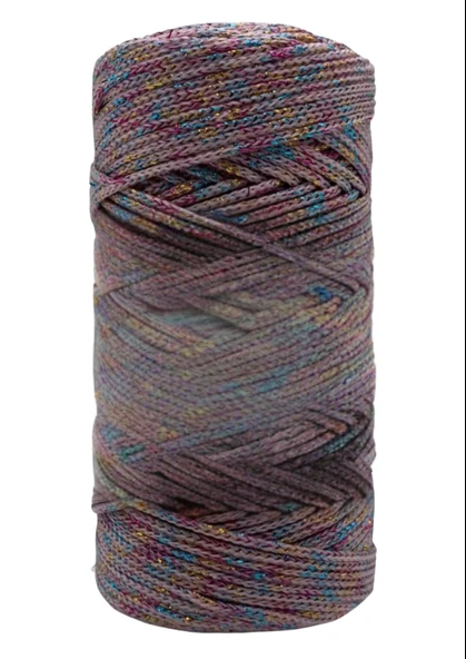 Almira Butik Makrome İpi 3mm Polyester Gri Simli ürün görseli 1