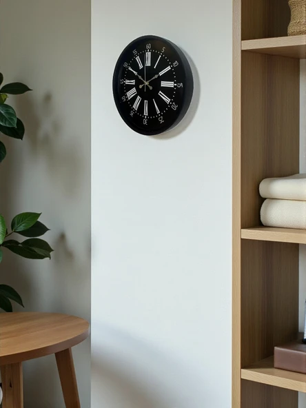 36 Cm Siyah Dekoratif Duvar Saati - Resim 4