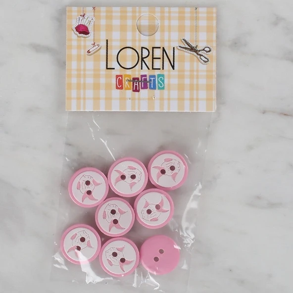 Almira Butik Loren Crafts pembe 8 li balık düğme - 571 ürün görseli 1