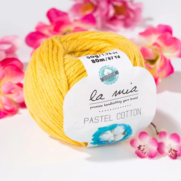 La Mia Pastel Cotton Hardal Sarısı El Örgü İpi - L061 - 33614 ürün görseli 1