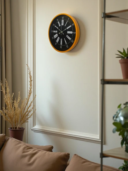 36 Cm Turuncu Dekoratif Duvar Saati - Resim 4
